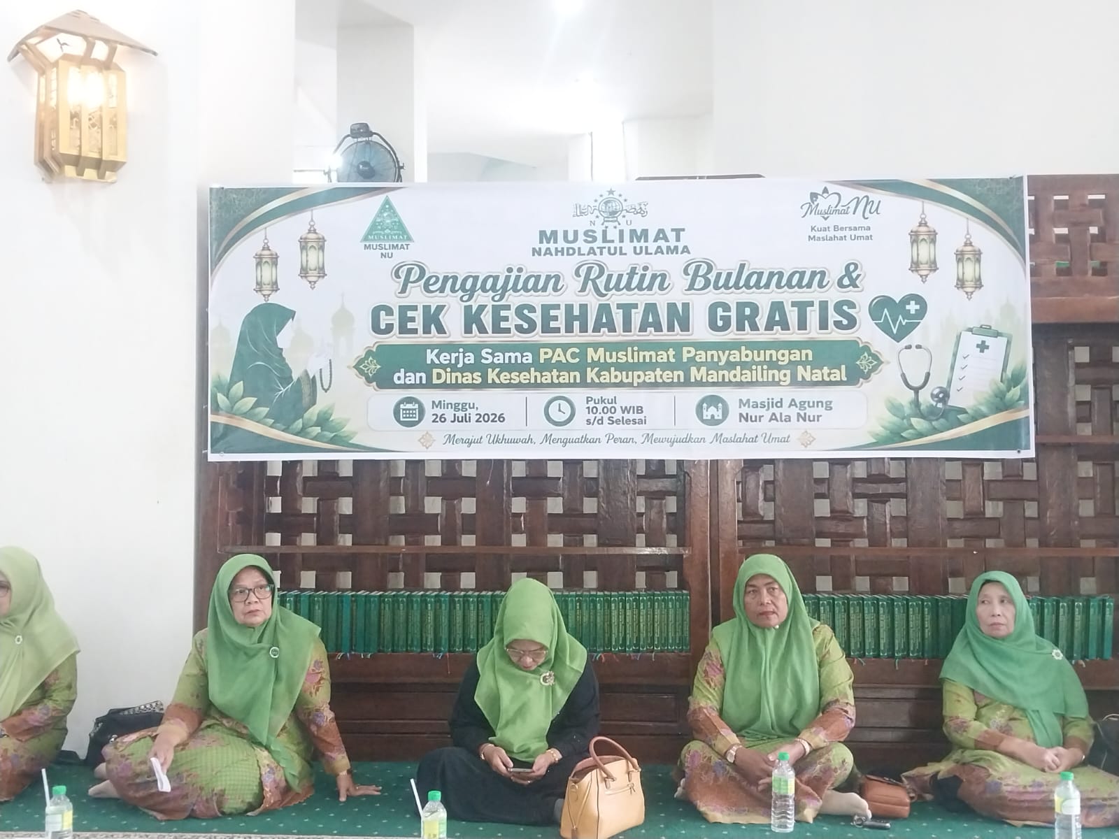 Pengajian Rutin Muslimat NU Dirangkai Layanan Cek Kesehatan Gratis.