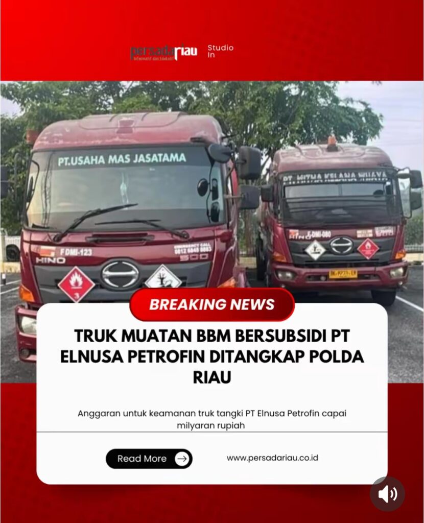 Dua unit truk tanki Pertamina yang diamankan Polda Riau di Rokan Hilir