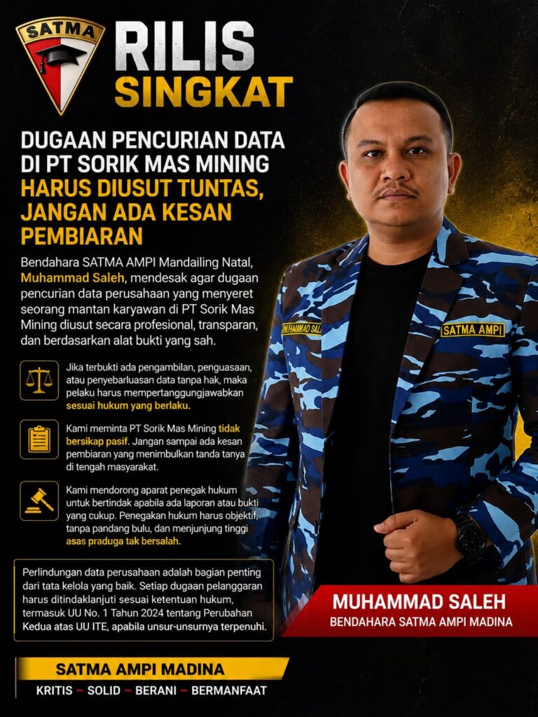 Dugaan Pencurian Data di PT Sorik Mas Mining Harus Diusut Tuntas, Jangan Ada Kesan Pembiaran